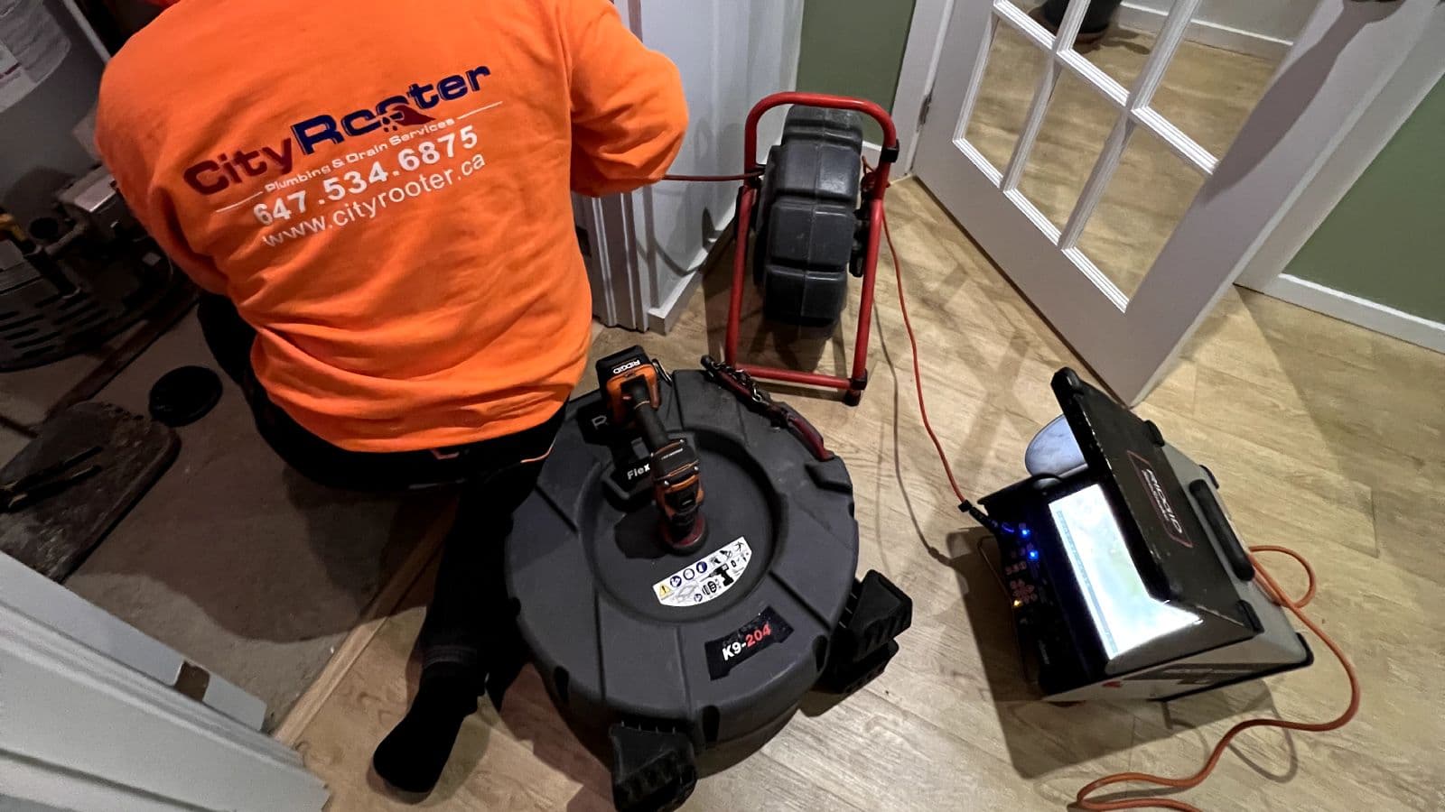 Sewer camera inspection of a residential drain pipe