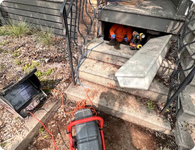 Backwater valve and drain line installation in a basement