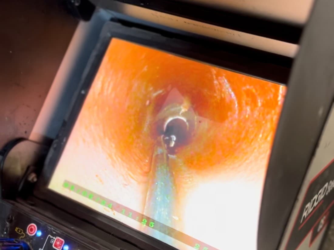 Sewer camera inspection of a residential drain pipe